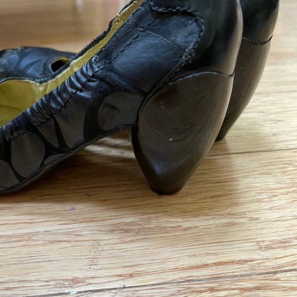 Super cool Jump for Fun Bacardi pumps 7.5 Black Peep toe chunky 3 heel like New - Picture 15 of 15